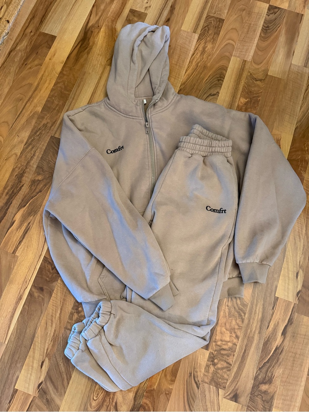 Comfrt Cloud  Zip Up Hoody Pants Sweats Beige Small Medium Outfit sweatshirt